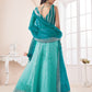 Rajwada Blue Shibori Crepe Embroidered Semi Stitched Lehenga With Unstitched Blouse for Women
