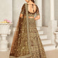 Rajwada Brown Organza Blend Embroidered Semi Stitched Lehenga With Unstitched Blouse for Women