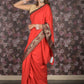 Rajwada Red Lace Embroidered Crepe Saree for Women