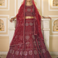 Rajwada Women Maroon Soft Net Semi Stitched Lehenga With Unstitched Blouse