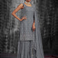 Rajwada Women Grey Embroidered Partywear  Stitched Kurtaset