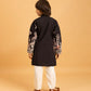 Rajwada Black Viscose Silk Embroidered Kurta Set For Kids