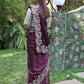 Rajwada Purple Embroidered Satin Georgette Saree with Unstitched Blouse for Women