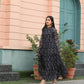 Rajwada Black Chiffon Stitched Printed Indo Western Dress For Women