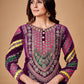 Rajwada Women Violet Velvet Embroidered Stitched Kurta Set