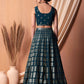 Rajwada Teal Georgette Embellished Semi-Stitched Lehenga For Women