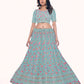 Rajwada Blue Embroidered Silk Blend Semi Stitched Lehenga With Blouse For Women