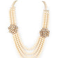 Rajwada Off White Faux Pearls Embellished Long Neck Piece For Women