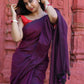 Rajwada Dark Purple Cotton  Saree  With Unstitched Blouse for Women