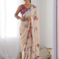 Rajwada Cream Georgette Printed Saree For Women