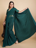 Rajwada - Stunning Teal Chiffon Georgette Saree with Stitched Blouse