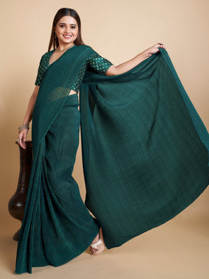 Rajwada - Stunning Teal Chiffon Georgette Saree with Stitched Blouse