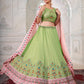 Rajwada Green Georgette Embroidered Semi Stitched Lehenga With Unstitched Blouse for Women