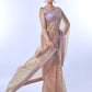 Rajwada Dusky Pink Embellished Net Saree With Unstitched Blouse For Women