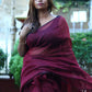 Rajwada Maroon Cotton  Saree  With Unstitched Blouse for Women