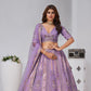 Rajwada Lavender Silk Blend Embroidered Semi-Stitched Lehenga For Women