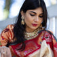 Rajwada Off White Silk Blend Woven Saree For Women