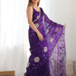 Rajwada Violet Chiffon Embroidered Elegant Saree For Women