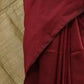 Rajwada Maroon Cotton Blend Solid Saree For Women