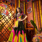 Rajwada Black Silk Blend Printed Semi-Stitched Lehenga For Women