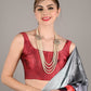 Multicolor Silk Blend Digital Floral Print Saree With Unstitched Blouse