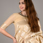 Off White Linen Woven Saree With Unstitched Blouse