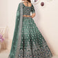 Rajwada Green Crepe Embroidered Semi Stitched Lehenga With Unstitched Blouse for Women