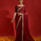 Rajwada Maroon Embroidered Georgette Saree With Unstitched Blouse For Women