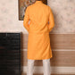 Rajwada Yellow Woven Cotton Polyester Kurta Set For Men