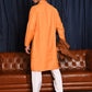Rajwada Mustard Solid Cotton Polyester Kurta Set For Men