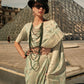Rajwada Green Silk Blend Woven Saree With Unstitched Blouse For Women