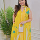 Rajwada Yellow Rayon Printed Stitched Kurta Set For Women