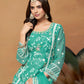 Rajwada Sea green Embroidered Semi Stitched Kurta Set  For Women