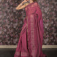 Rajwada Purple Embroidered Georgette Saree with Unstitched Blouse for Women