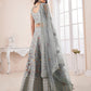 Rajwada Grey Organza Blend Embroidered Semi Stitched Lehenga With Unstitched Blouse for Women
