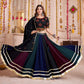 Rajwada Black Cotton Blend Solid With Golden Border Semi-Stitched Lehenga For Women