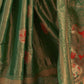 Rajwada Green Silk Blend Woven Saree With Unstitched Blouse For Women