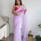 Rajwada Pink Organza Embroidered Saree With Unstitched Blouse For Women