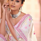 Rajwada Women White Embroidered Organza Semi Stitched Lehenga With Unstitched Blouse