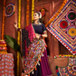 Rajwada Navy Blue And Magenta Cotton Blend Embroidered Semi-Stitched lehenga For Women