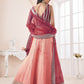 Rajwada Peach Shibori Crepe Embroidered Semi Stitched Lehenga With Unstitched Blouse for Women