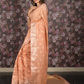 Rajwada Peach Woven Silk Blend Saree With Unstitched Blouse For Women