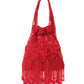 Rajwada Red Embroidered Potli Bag with Tassels For Women
