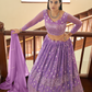 Rajwada Women Purple Georgette Semi Stitched Lehenga With Unstitched Blouse