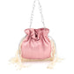 Rajwada - Peach Pink Embellished Beaded-Embroidered Pearly Potli Bag