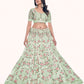 Rajwada Olive Embroidered Soft Net Semi Stitched Lehenga With Blouse For Women