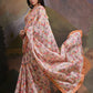 Rajwada Pink Printed Chiffon Saree With Unstitched Blouse For Women