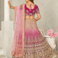 Rajwada Pink Net Embroidered Semi Stitched Lehenga With Unstitched Blouse for Women