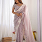 Rajwada Light Pink Crush Embroidered Saree With Unstitched Blouse For Women