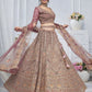 Rajwada Mauve Soft Net Embroidered Semi-Stitched Lehenga With Unstitched Blouse For Women